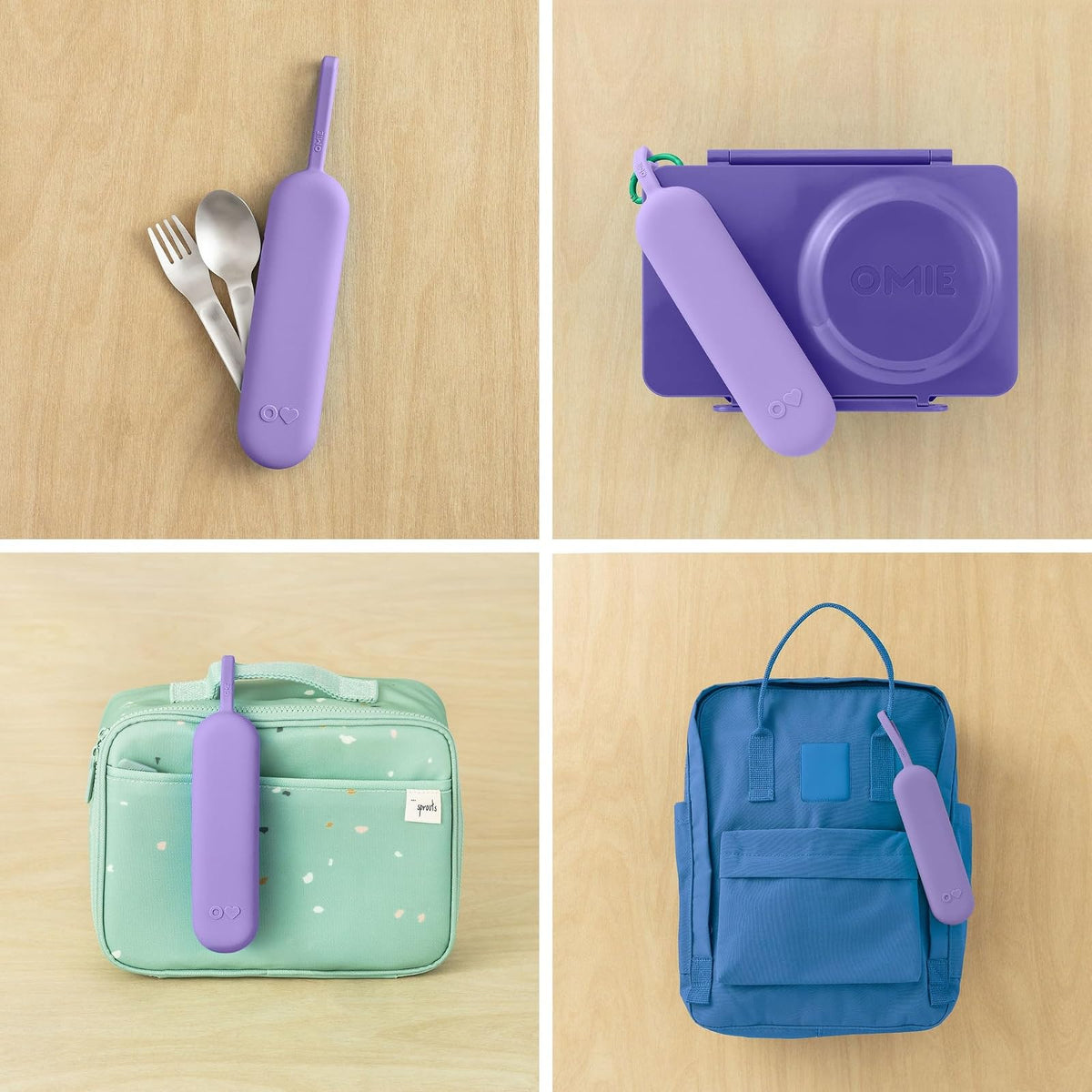 Omielife OmieBox UP Pod & Utensil Set Violet