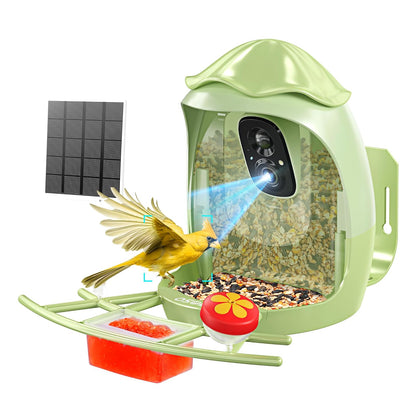 Osoeri - Alimentador inteligente para pájaros con cámara, cámara de alimentación solar HD con identificación de AI, captura automática de videos de pájaros y detección de movimiento, cámara de casa de