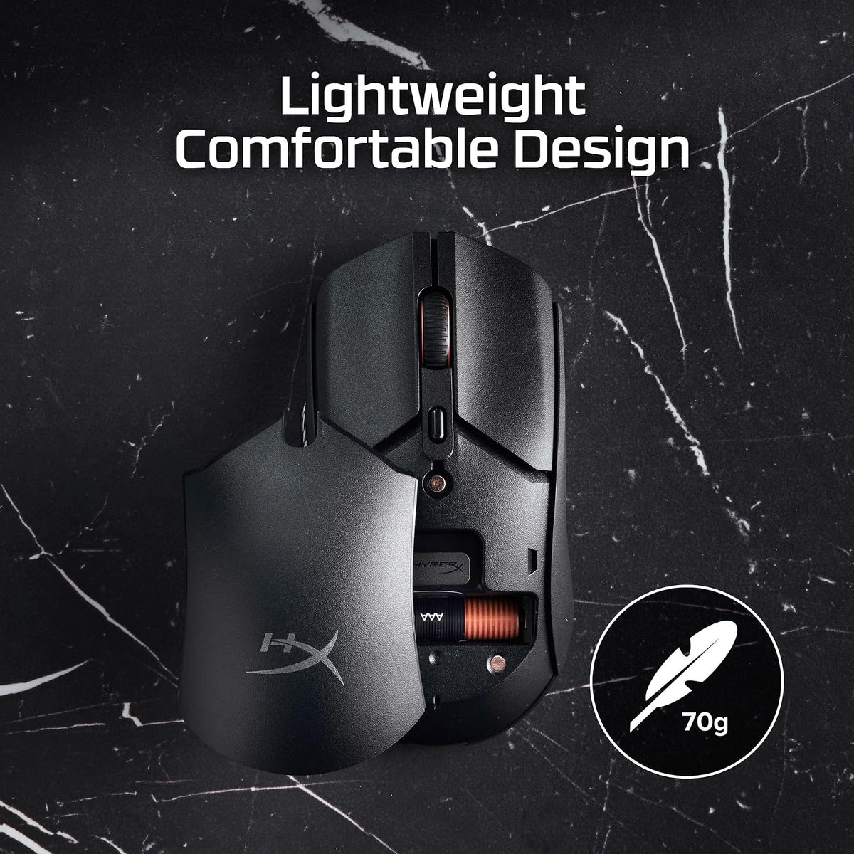 HyperX Mouse Pulsefire Haste 2 Core Inalámbrico - para Juegos/Gaming, Batería de Larga duración, Ligero, Sensor de núcleo Personalizado, Conectividad inalámbrica Dual, Negro (8R2E6AA)