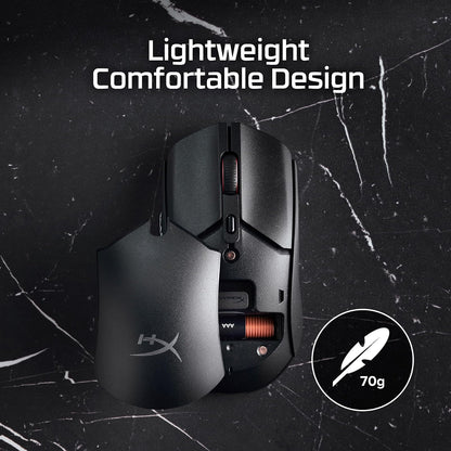 HyperX Mouse Pulsefire Haste 2 Core Inalámbrico - para Juegos/Gaming, Batería de Larga duración, Ligero, Sensor de núcleo Personalizado, Conectividad inalámbrica Dual, Negro (8R2E6AA)