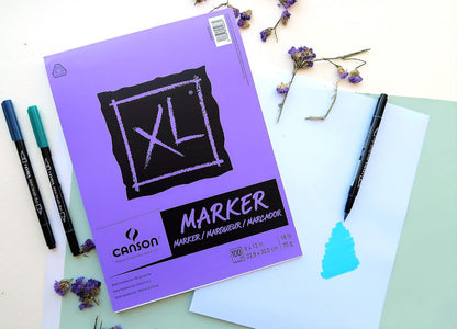 Canson - Bloc de papel marcador de la serie XL, semitranslúcido para bolígrafo, lápiz o marcador, plegable, 18 libras, 9 x 12 pulgadas, blanco, 100 hojas (400023336)