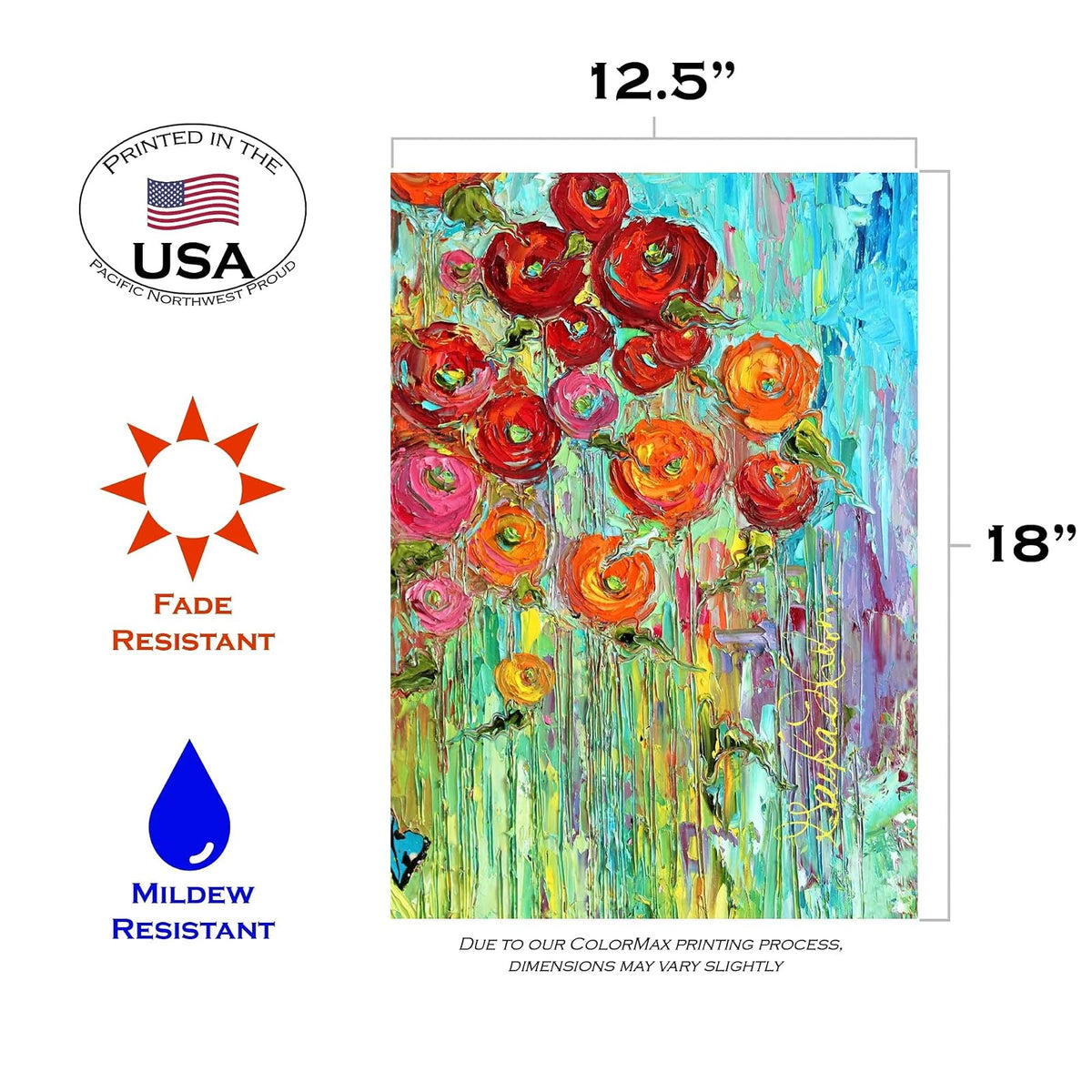 Toland Home Garden 119533 Fabulous Flowers - Bandera Decorativa para jardín (31,8 x 45,7 cm)