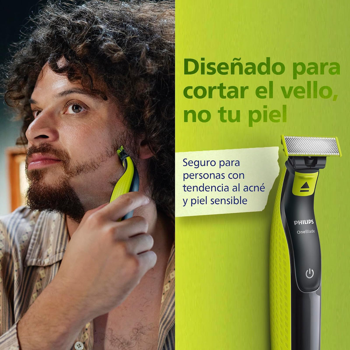 Philips OneBlade Afeitadora y Recortadora Eléctrica de Barba para Hombre | Recorta, perfila y afeita | Corta el vello, no tu piel | Uso seco y húmedo | Incluye peine ajustable 5 en 1 | QP2724/20