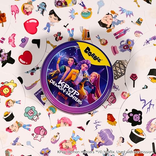 DOBBLE Spot IT K Pop Demon Hunters, Juego de Cartas, Edición Temática K-Pop