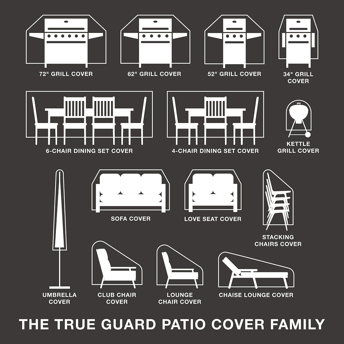 True Guard - Funda para muebles de patio, juegos de comedor de 4 sillas