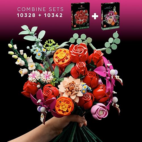 LEGO Ramo de Rosas - Model Kit de Construcción para Adultos, Años 18+ - Flores Artificiales Decoración para Hogar - 10328