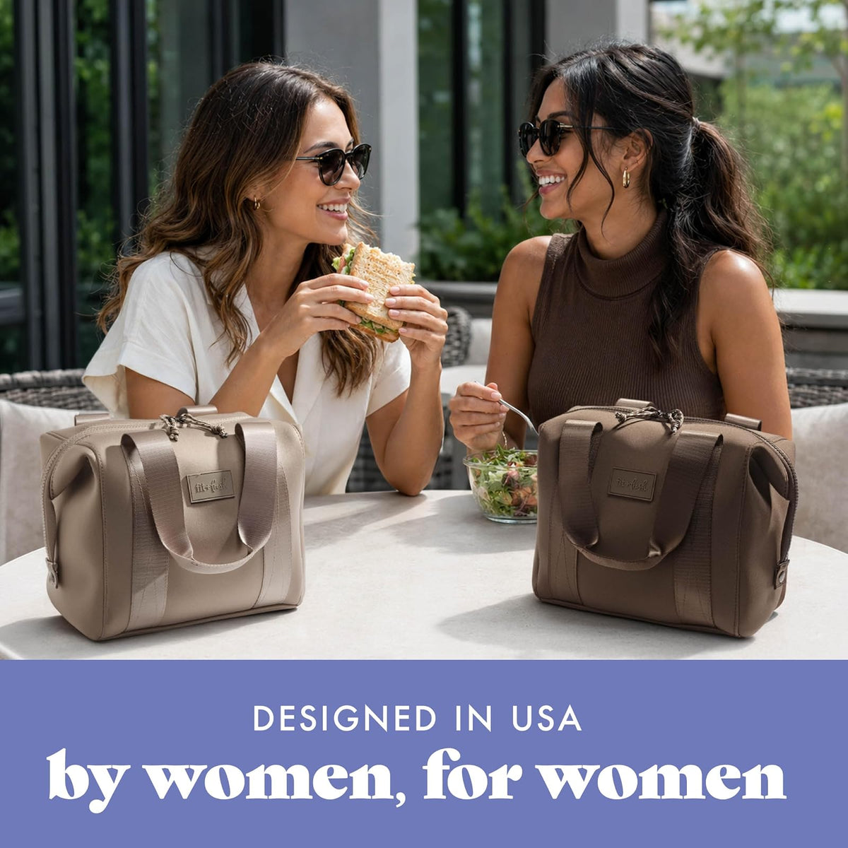 Fit & Fresh Remi - Bolsa de almuerzo de neopreno para mujer, kit de preparación de comidas con contenedores y paquete de hielo XL, material autoaislante, tipo neopreno, bolsa de almuerzo lavable a