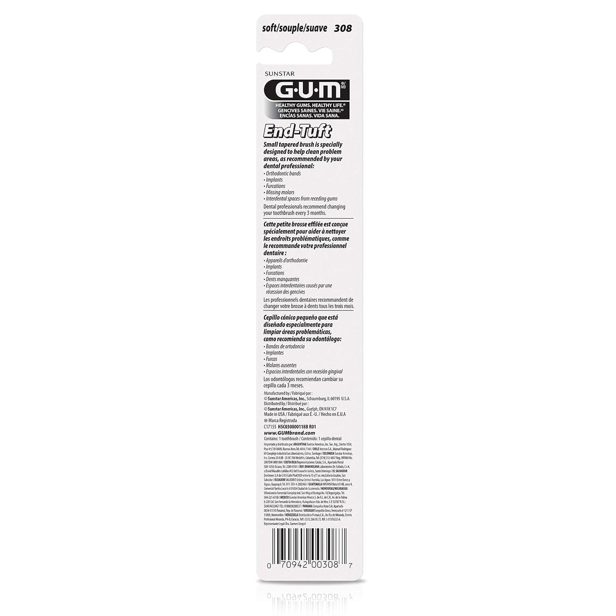 GUM End-Tuft - cepillo de dientes, 6 Brushes