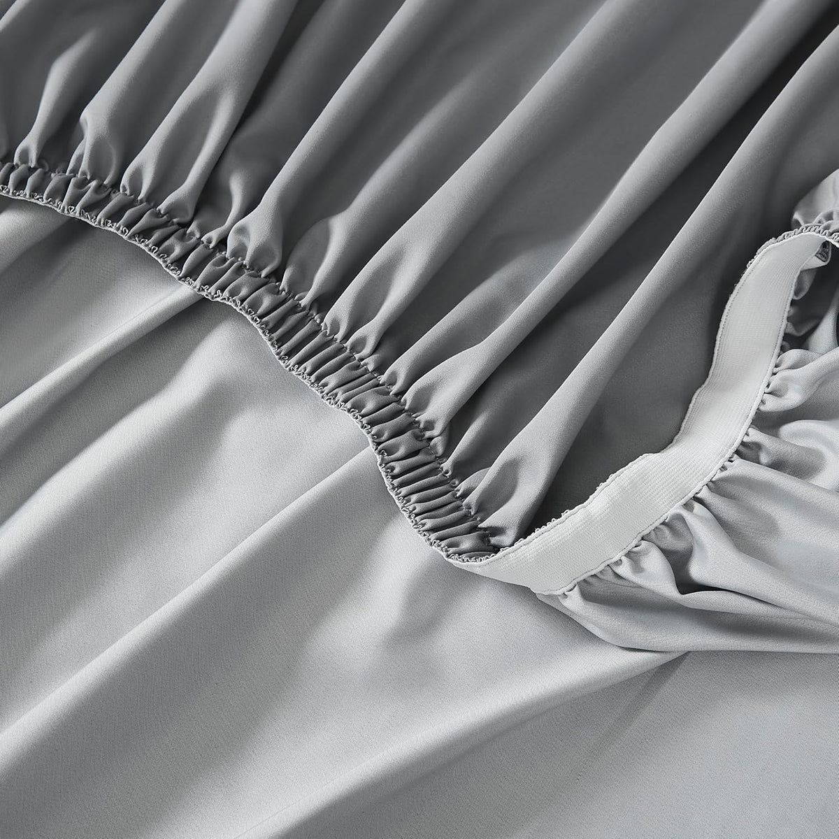 Linen Closet - Juego de sábanas de algodón de Lujo de 1200 Hilos, tamaño Queen, Gris Claro