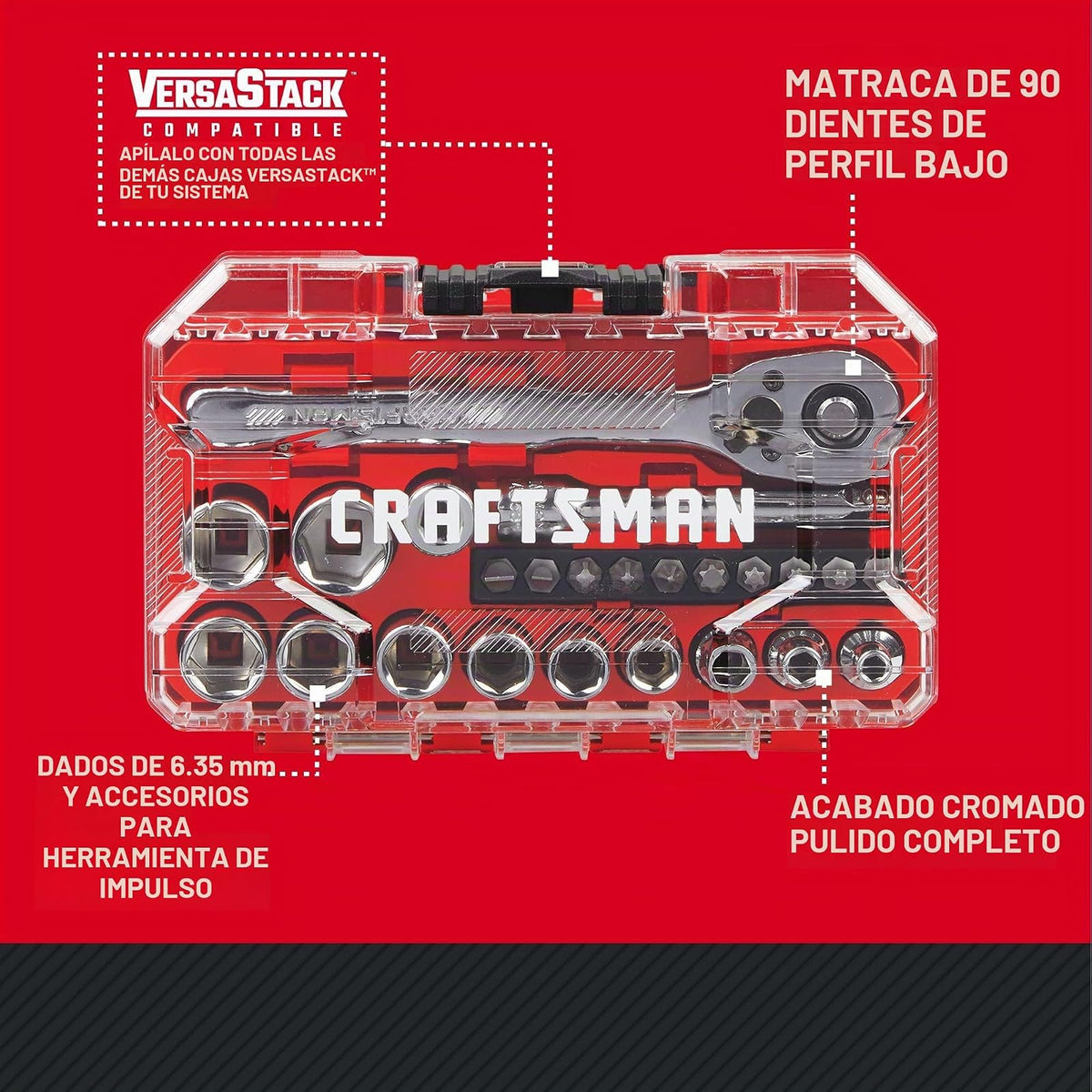 CRAFTSMAN Juego de llaves de 24 piezas, unidad de 1/4 pulgadas, métrica, incluye caja de almacenamiento (CMMT12110LZ)