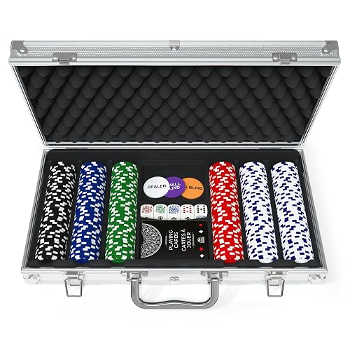 Spin Master Games Cardinal, Juego de póquer de 300 Piezas con Estuche de Aluminio y fichas Profesionales de 11.5 g más 5 Dados de póquer, para Adultos y niños a Partir de 10 años