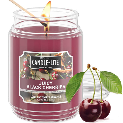 Candle-Lite Vela Perfumada en Tarro, 18 oz - Cerezas negras jugosas (NUEVO) - 18 oz