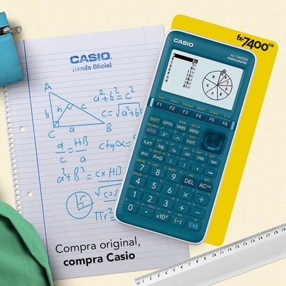Casio Calculadora Graficadora fx‑7400GIII, Color Verde, +2100 Funciones, Solar y Batería, Nivel Preparatoria