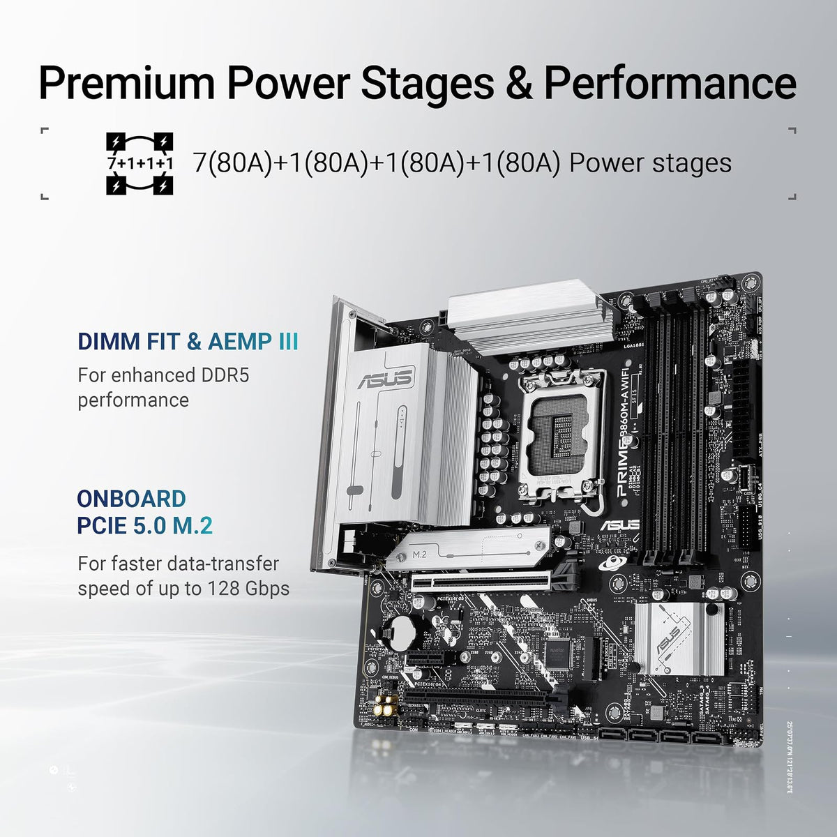 ASUS Prime B860M-A WiFi Mainboard Socket Intel LGA 1851 (Intel B860, mATX, Memoria DDR5, PCIe 5.0, 1 x PCIe 4.0 M.2, WiFi 6E, Aura Sync)