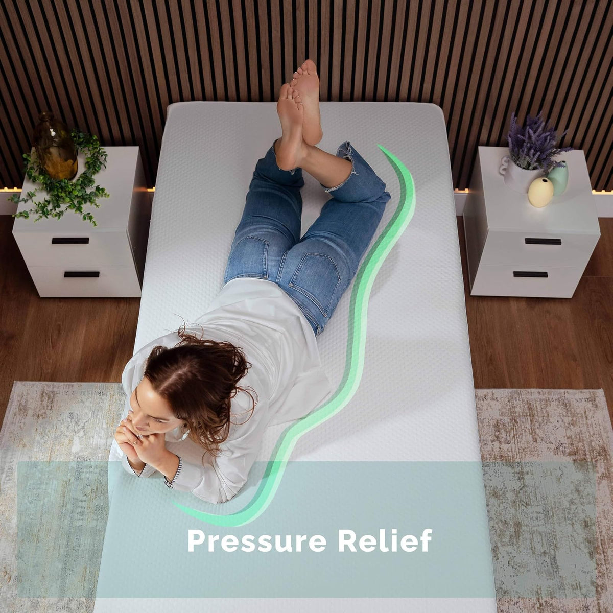 Nestl Green Tea Colchón Individual de 8 Pulgadas, colchón de Espuma viscoelástica de Grafito refrescante para niños, Cama de Apoyo para Alivio de presión sin Fibra de Vidrio, en una Caja, Certificado