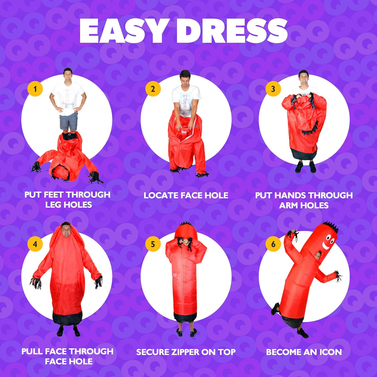 LookOurWay - Disfraz inflable para hombre, diseño de brazo ondulado, divertido disfraz inflable de Halloween para adultos, color morado