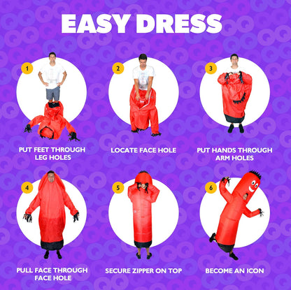 LookOurWay - Disfraz inflable para hombre, diseño de brazo ondulado, divertido disfraz inflable de Halloween para adultos, color morado