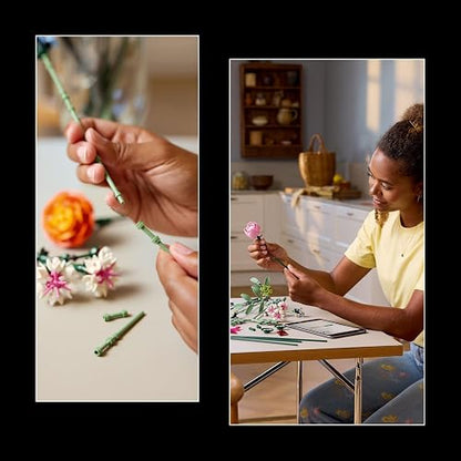 LEGO Ramo de Flores Fantasía en Rosa - Model Kit de Construcción para Adultos, Años 18+ - Flores Artificiales Decoración para Hogar - Regalos para Mujer y Hombre - 10342