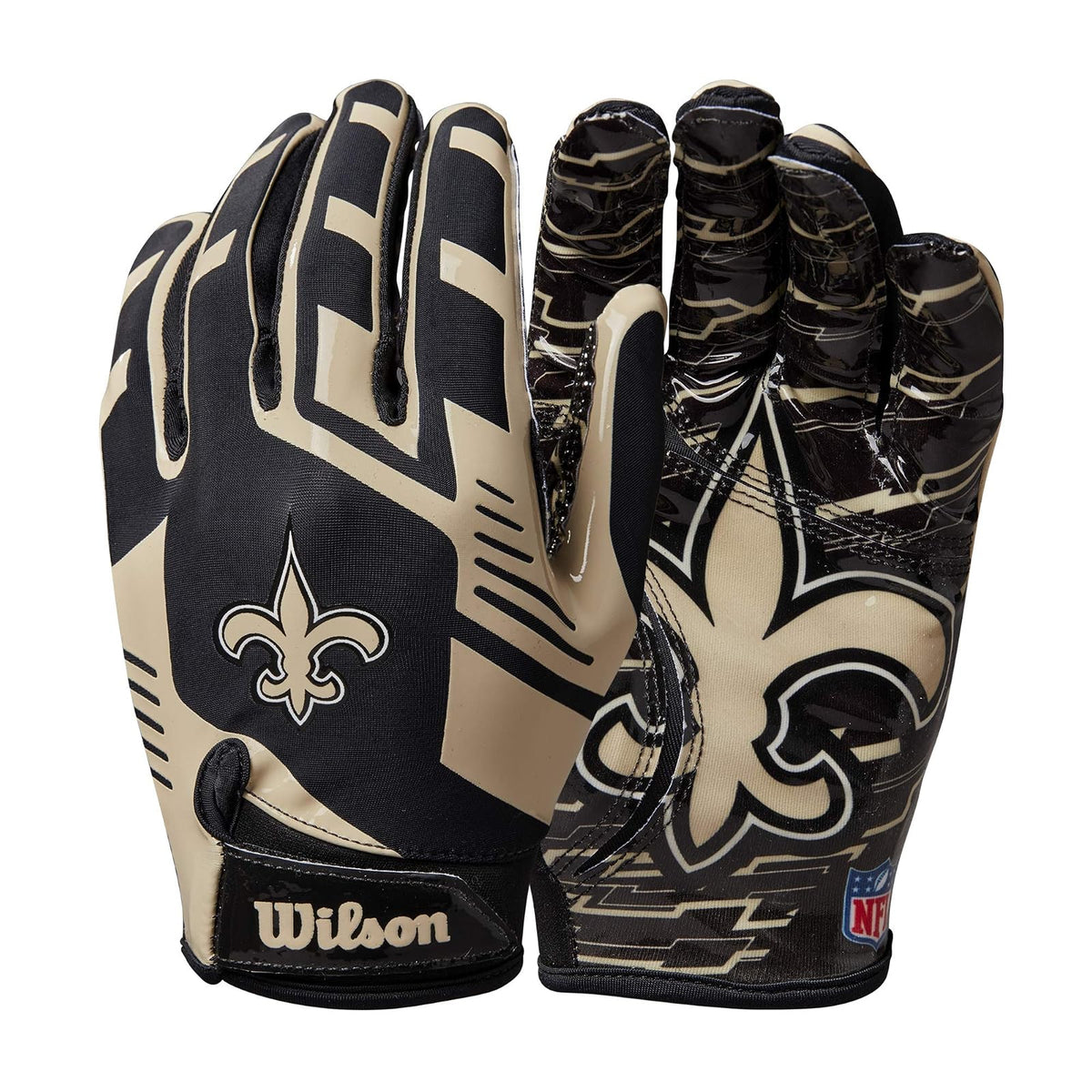 Wilson NFL Guantes Receptores de Fútbol Americano - Santos de Nueva Orleans - Juvenil