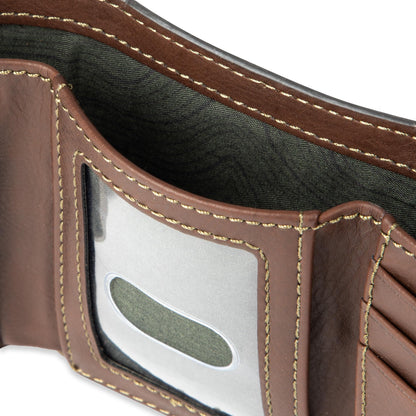Levi's Men's Trifold Wallet - Sleek and Slim Includes ID Window and Credit Card Holder,Brown Stitch