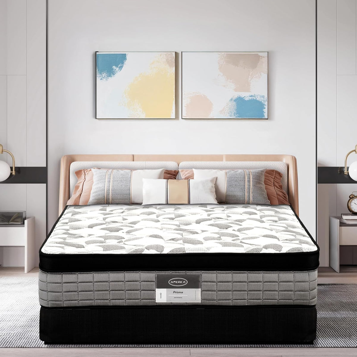 Colchón Individual America Prisma, Resortes Infiniti, Colchoneta Euro Top, Soporte Ortopédico, Confort Medio