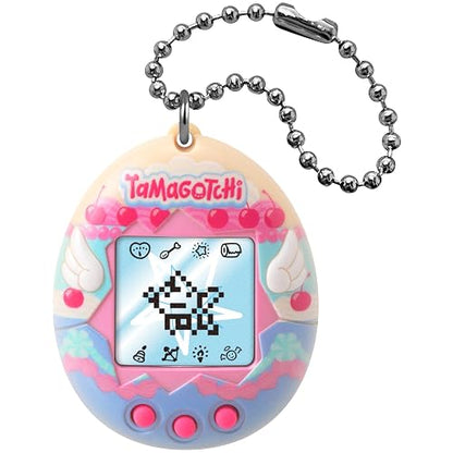 TAMAGOTCHI - Mascota Virtual Original Pastel de Ángel, con Llavero | Mascota digital clásica con minijuegos, sensor de toque, evolución según tus cuidados, batería incluida