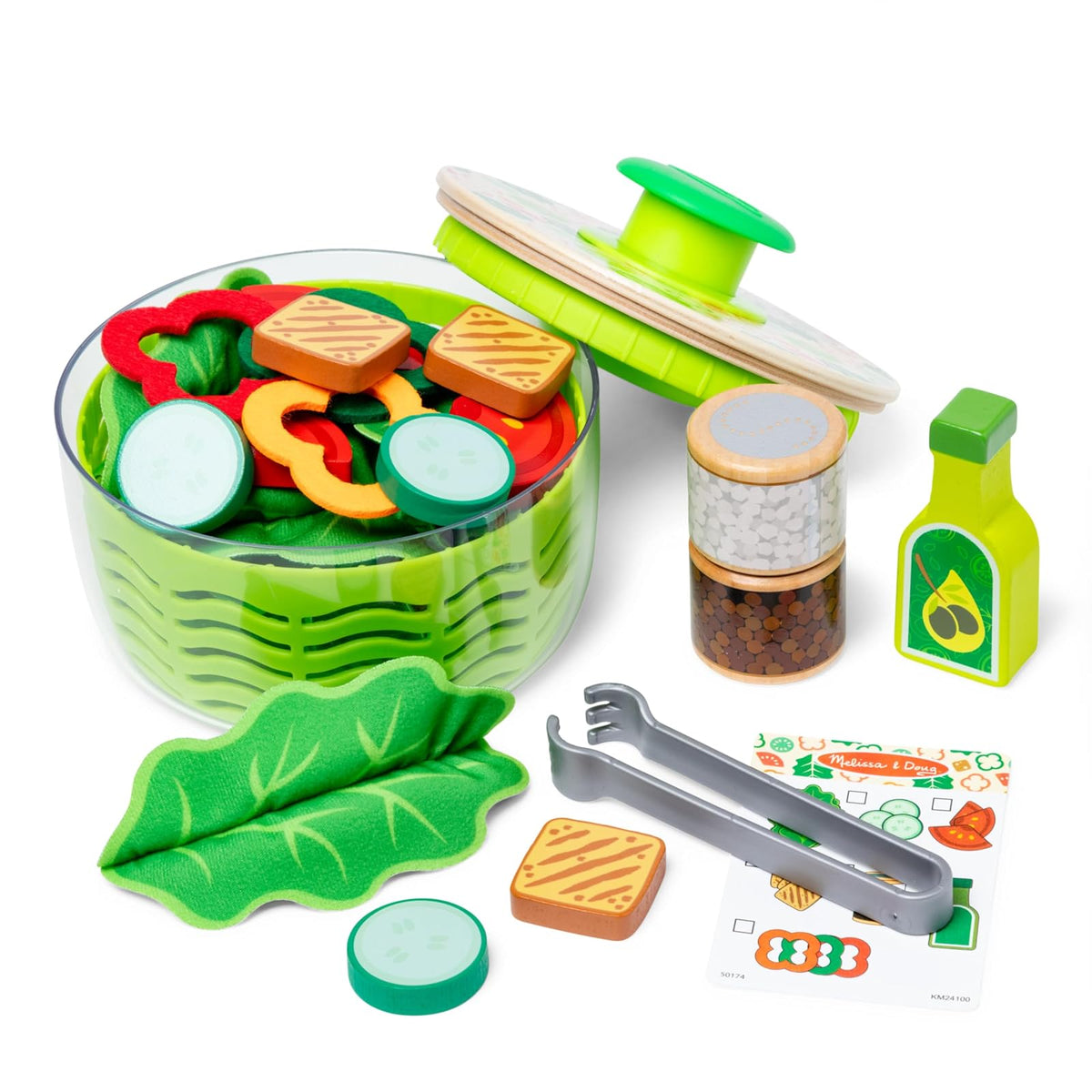 Melissa & Doug Centrifugador de Ensalada, Kit de Juguetes, Juego de Roles, Comida de Juguete para Niños y Niñas de Edad 3+