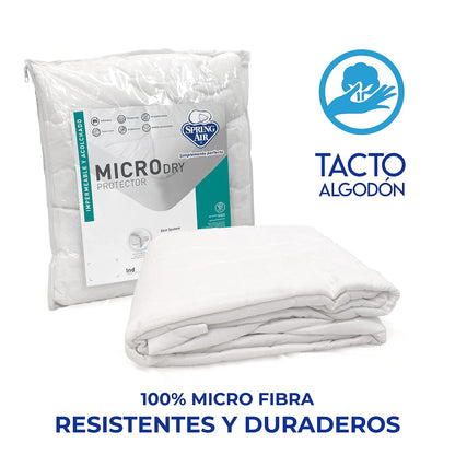 Spring Air Protector de Colchón Acolchado e Impermeable, Micro Dry, Individual