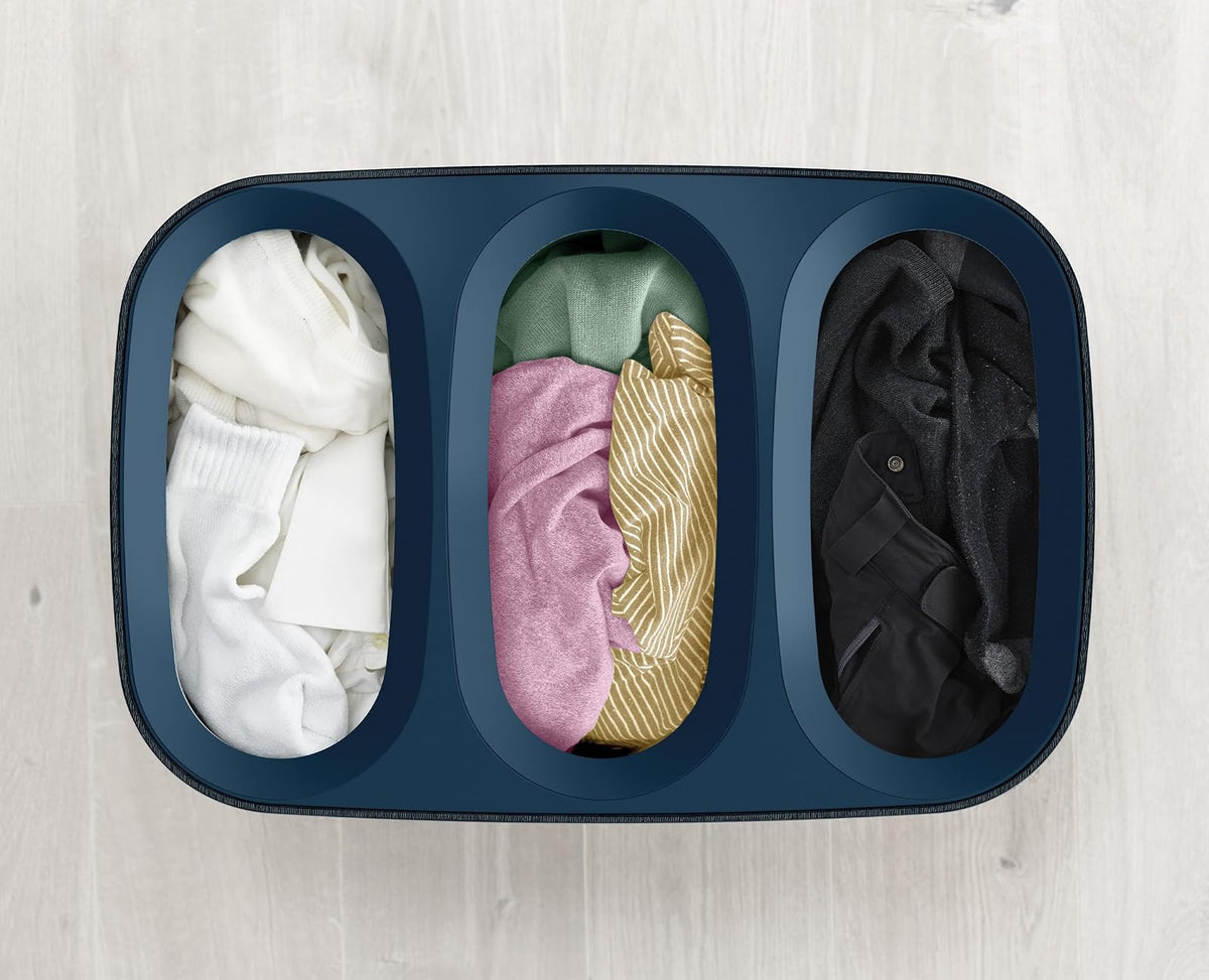 Joseph Joseph Trio - Cesta de separación de 90 litros con tapa y bolsas extraíbles, color negro