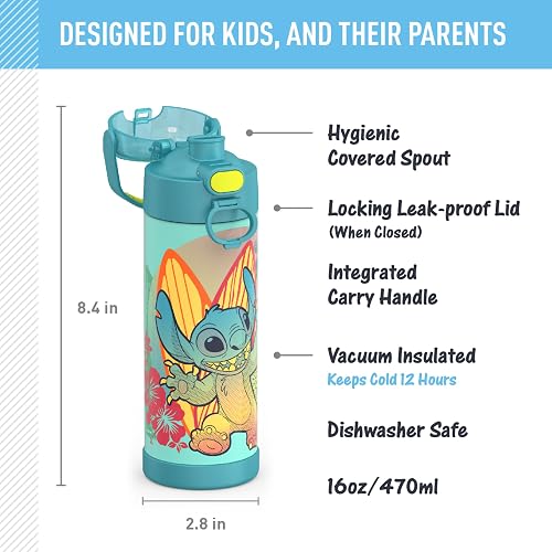 THERMOS FUNTAINER Botella aislada al aspiradora de acero inoxidable de 16 onzas con tapa ancha de boquilla, puntada
