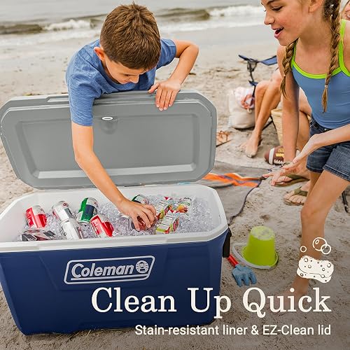 Coleman Hielera 66L 70QT Color Azul Serie 316 Mantiene el Hielo por Días Construcción Duradera de Fácil Agarre 2179159