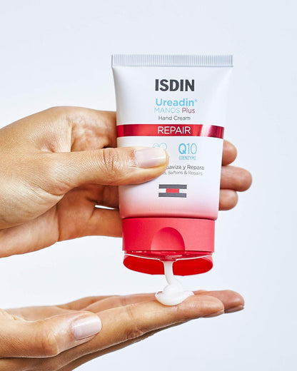 Isdin Crema de manos hidratante Ureadin Manos Plus 50 ml + SI-NAILS Fortalecedor con ácido hialurónico para uñas débiles y dañadas, hidrata también las cutículas, Acabado Invisible, 2.5 ml