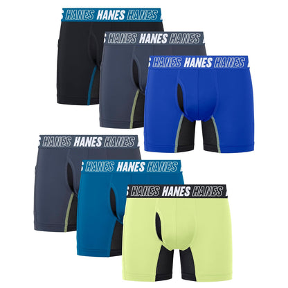 Hanes Boys Moves Ropa Interior Boxer para Niño, Paquete de 6 - XL - Negro, azul, gris, lima