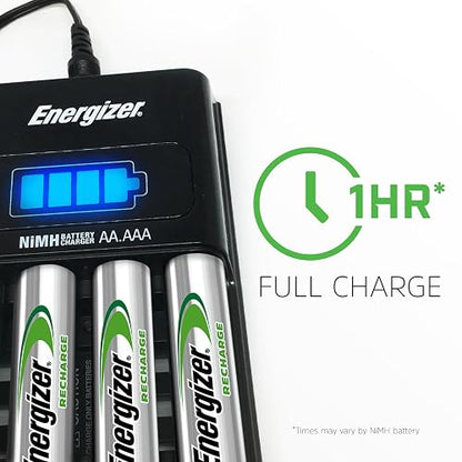 Energizer Recharge Universal Charger charges 8 AA/AAA, 4 C/D or 1 9V NiMH Batteries