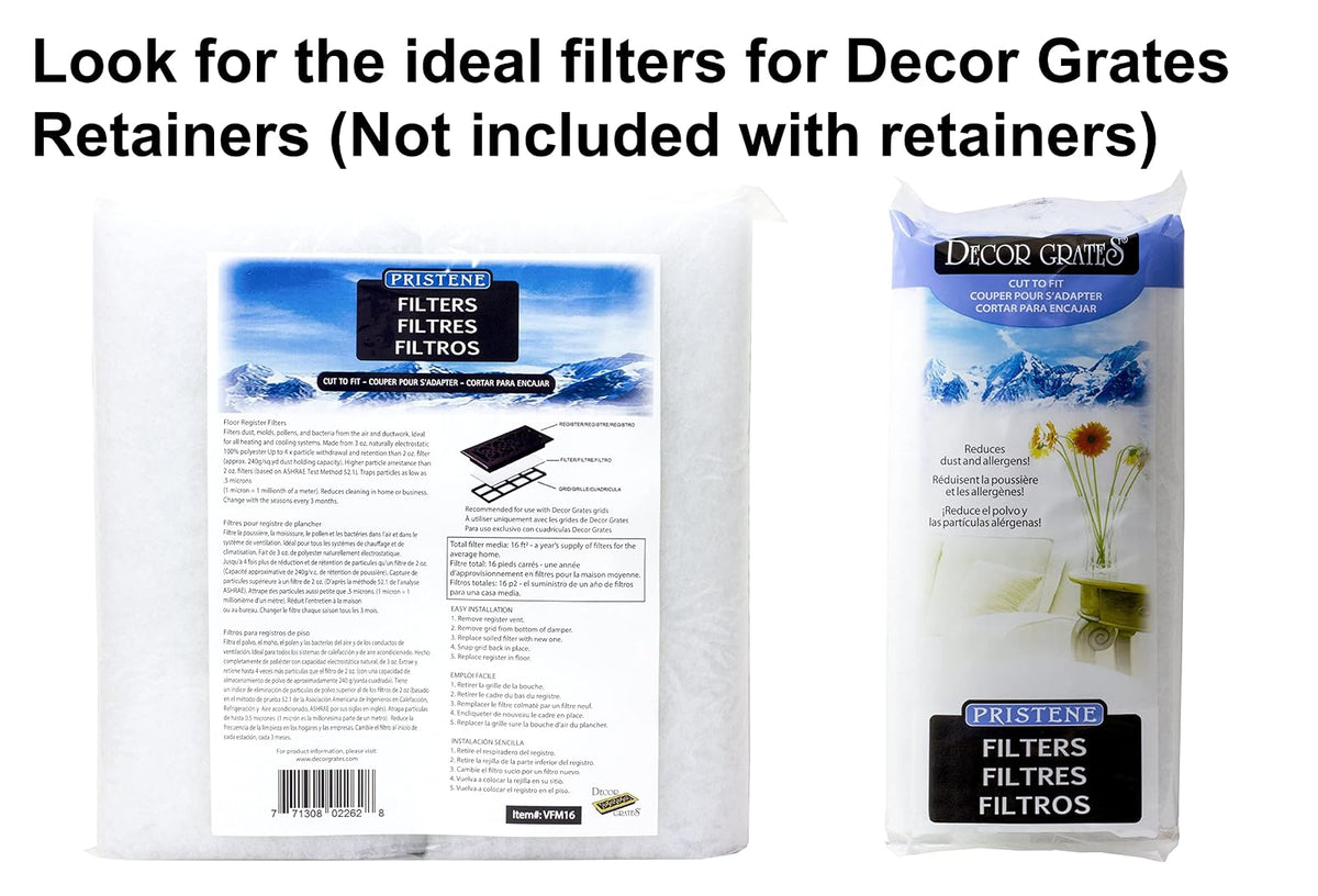 Decor Grates FRP212 - Retenedor de filtro de aire para rejillas de decoración, 2 x 12 pulgadas, paquete de 4, color negro