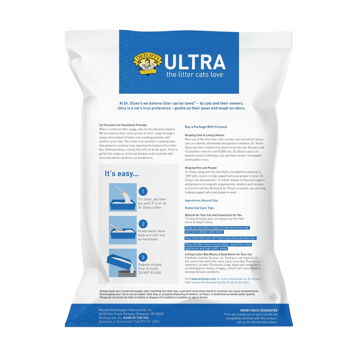 Dr. Elsey's Precious Cat Ultra - Arena para Gatos, Bolsa de 18 Libras