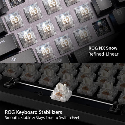 ASUS ROG Strix Scope II 96 Teclado Mecánico RGB Teclas PBT para FPS y MOBA | Inalámbrico tri-modo (2.4GHz/BT/USB-C), formato 96%, switches ROG NX Snow lineales hot-swap, teclas PBT, RGB, hasta 1500h