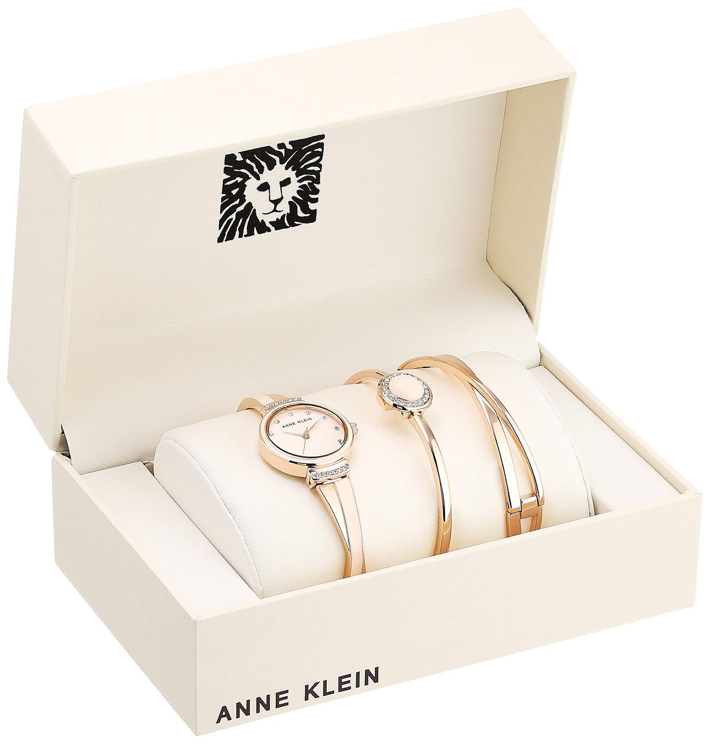 Reloj Anne Klein Crystal Accented set con Pulsera para Mujer, pulsera de Acero Inoxidable