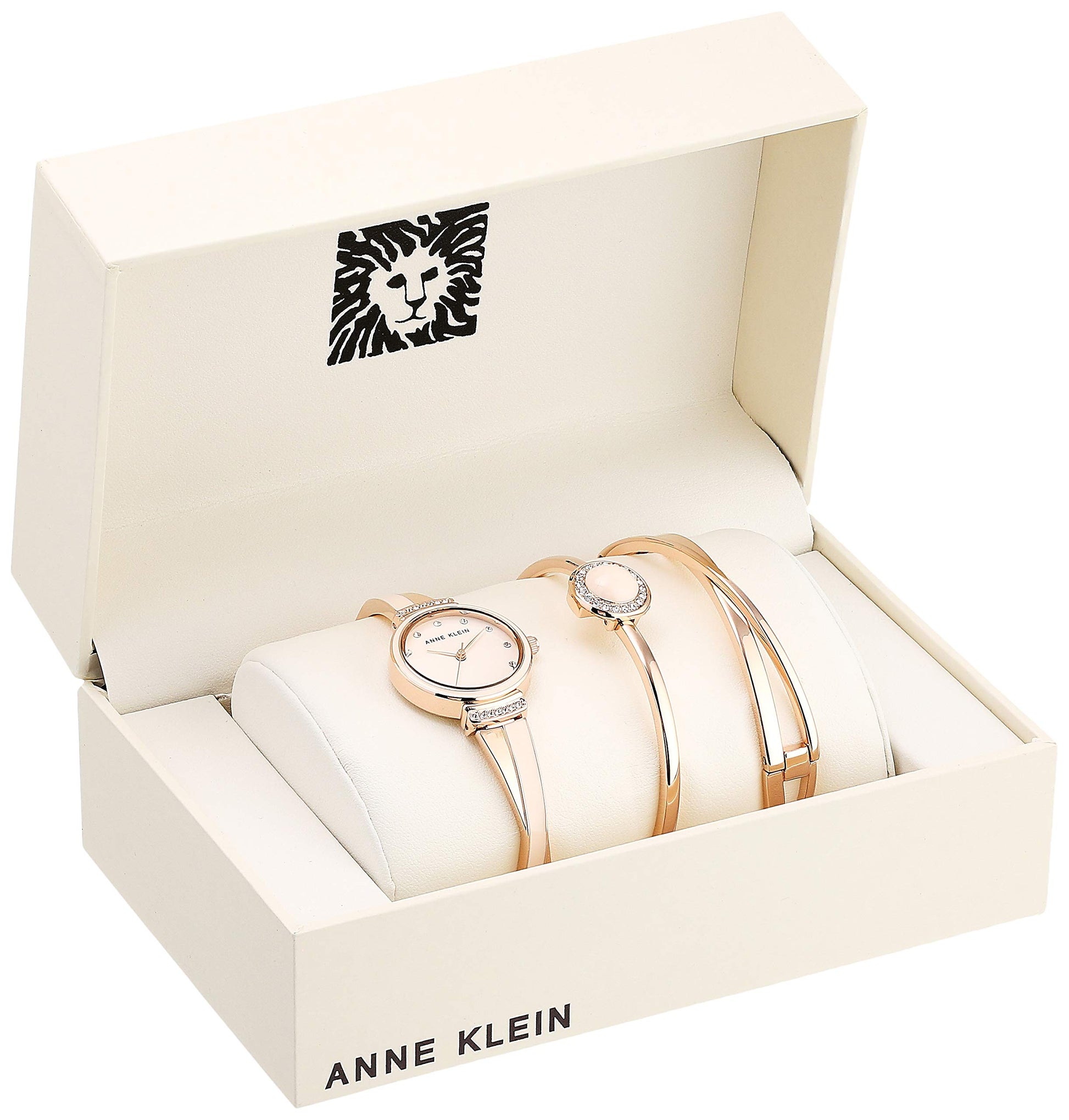Reloj Anne Klein Crystal Accented set con Pulsera para Mujer, pulsera de Acero Inoxidable