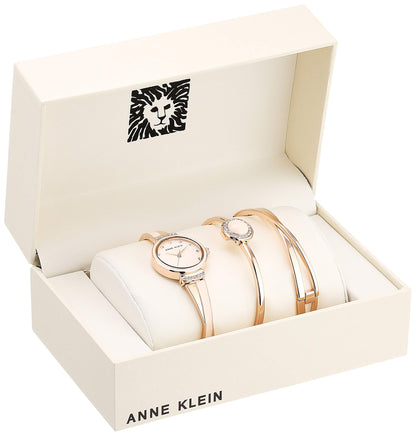 Reloj Anne Klein Crystal Accented set con Pulsera para Mujer, pulsera de Acero Inoxidable