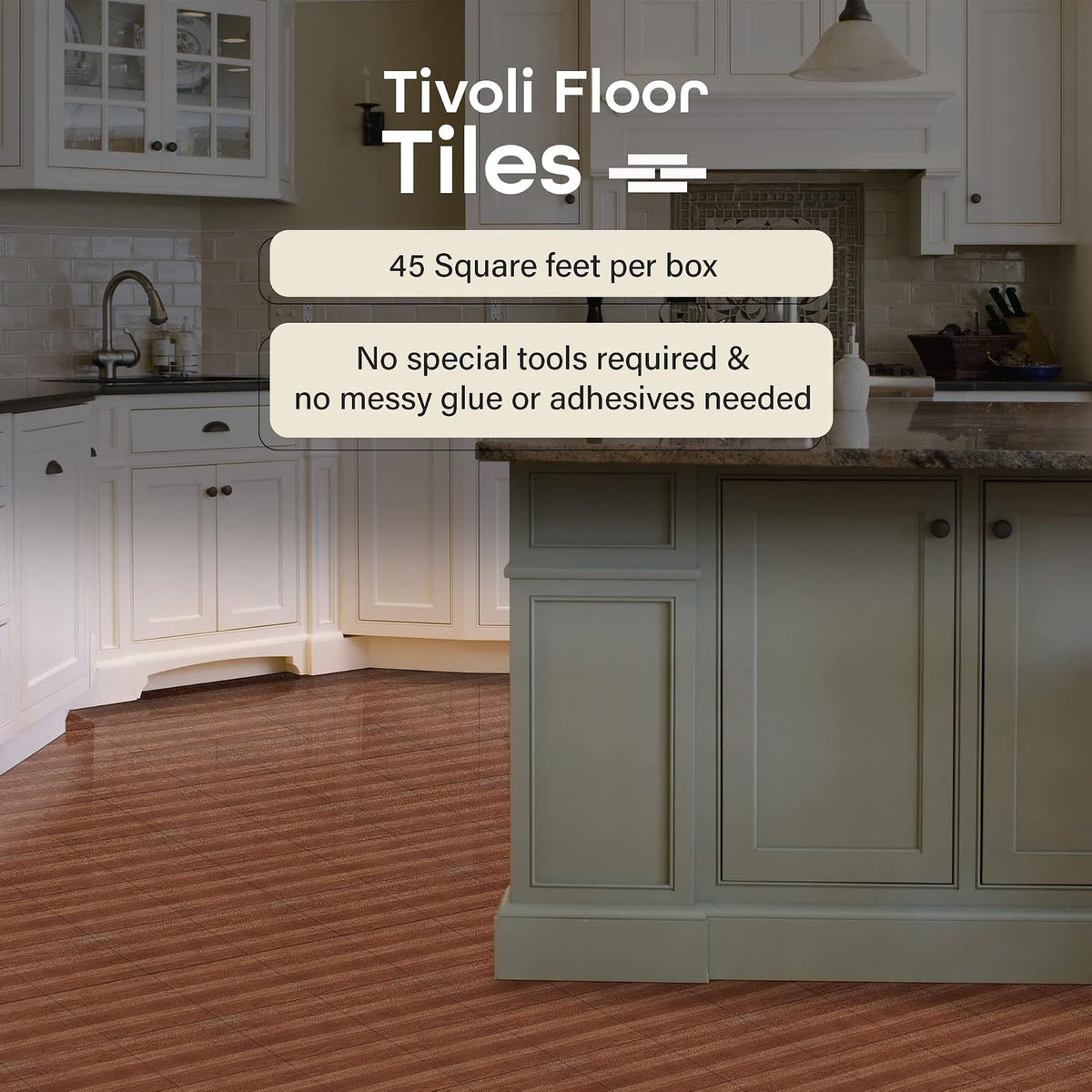 Achim Home Furnishings FTVWD22345 Tivoli - Azulejos de vinilo autoadhesivos, 30,5 x 30,4 cm, roble medio, paquete de 45