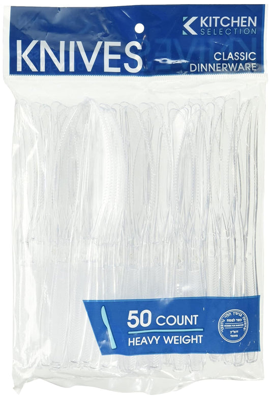 Bluesky Trading Kitchen Selection - Cuchillos de plástico clásicos transparentes, peso pesado, paquete de 50