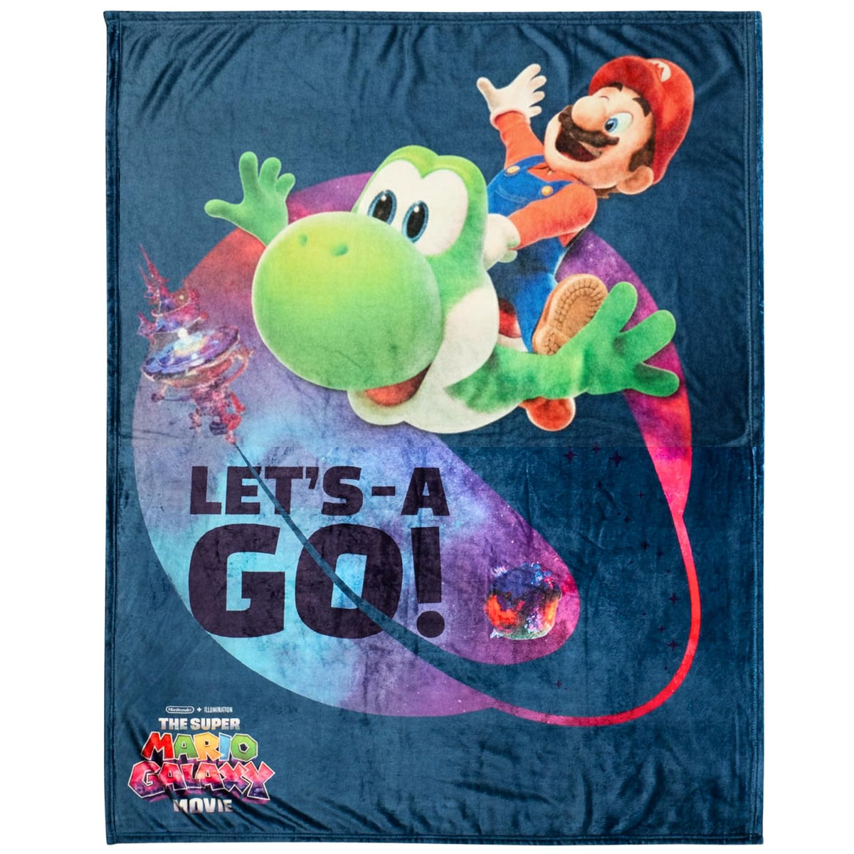Franco Collectibles - Manta Decorativa de Super Mario Galaxy, Suave y acogedora para sofá, Cama o Sala de Juegos (Producto 100% con Licencia Oficial)