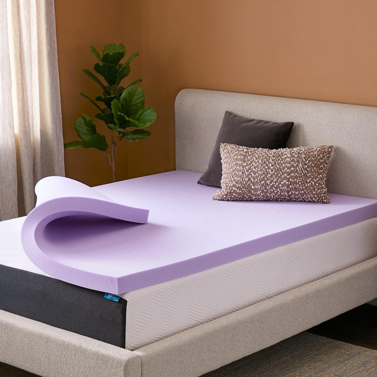 LUCID Colchoneta de Memory Foam con Infusión de Lavanda - Individual Extra Largo - 7.5 cm - Lavanda