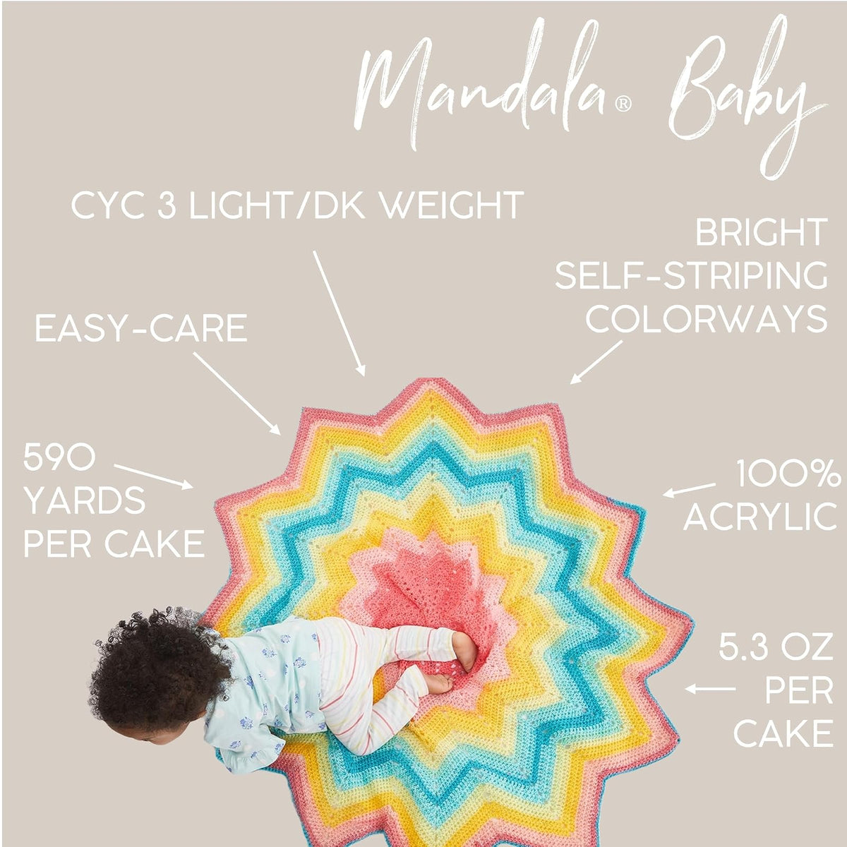 Lion Brand Yarn (1 madeja) Mandala Baby Yarn, Wishing Well, 1770 pies (paquete de 1)