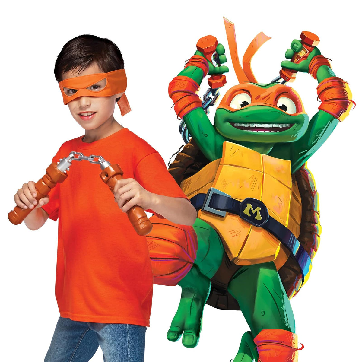 Tortugas Ninja TMNT - Set roleplay Miguel Ángel Caos Mutante para niño - Bandana, chacos transformables y accesorios de disfraz para juego de acción