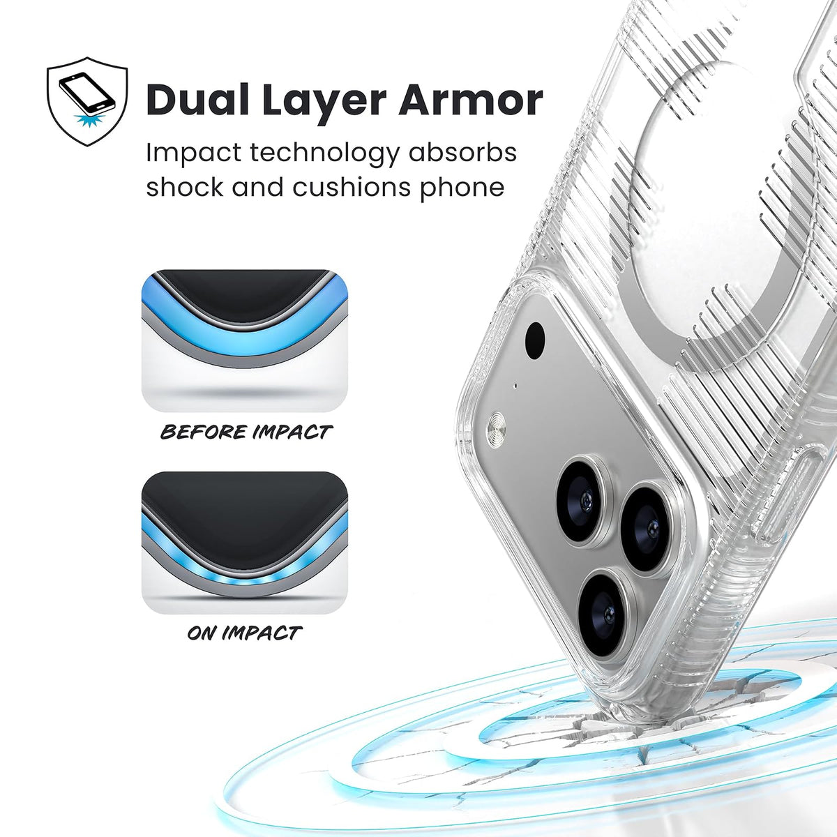 Speck GEMSHELL Grip +MS Funda para iPhone 17 Pro MAX, Transparente/Transparente, Agarre Protector Delgado, protección contra caídas, Compatible con MagSafe