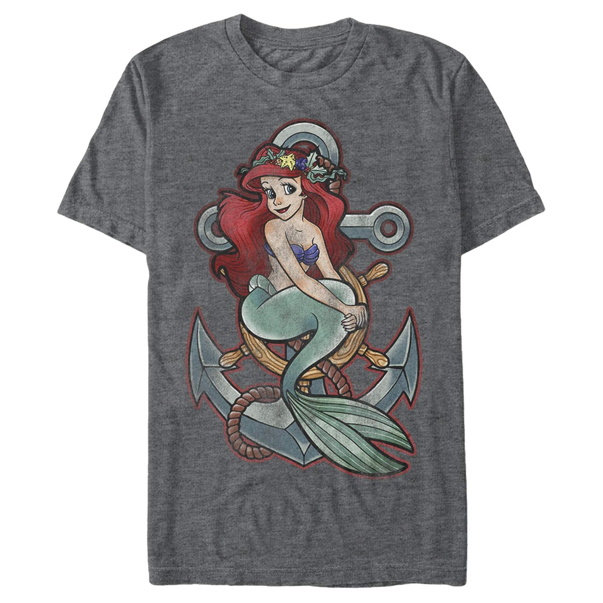 Disney Playera gráfica Little Mermaid Ariel Anchor Camisetapara Hombre