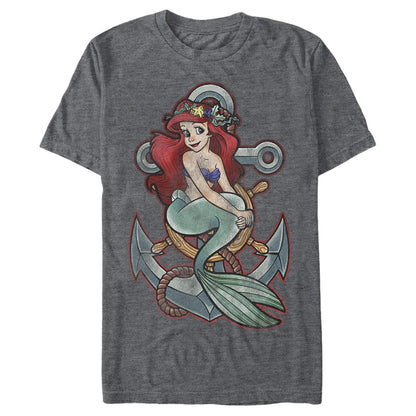 Disney Playera gráfica Little Mermaid Ariel Anchor Camisetapara Hombre