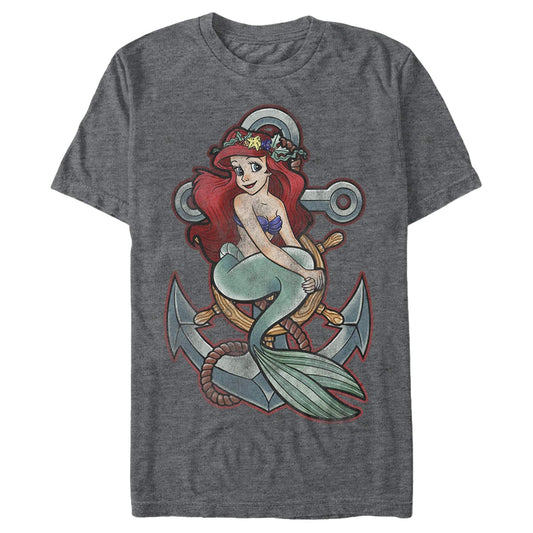 Disney Playera gráfica Little Mermaid Ariel Anchor Camisetapara Hombre